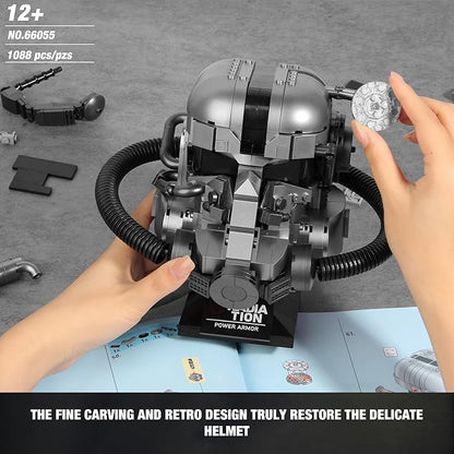 Helmet Building Blocks for Boys Aged 12+, Head Building Block Set Collectibles for Men, Buildable Display Model for Home or Office, Ideas for Boys, Girls and Adults, 1088PCS