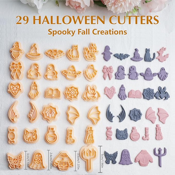 70 Pcs Fall & Winter Polymer Clay Cutters Set, Halloween Thanksgiving & Christmas Clay Cutters for Polymer Clay Jewelry, Pumpkin Turkey Snowflake Shapes for Earrings (YANSH PROGLOBAL)
