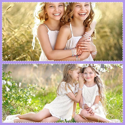 Bonuci 12 Pcs Kids Motivational Friendship Bracelets Letter Beads Bracelets for Girls Toddler Bracelets Gifts Bulk for Girls Kids