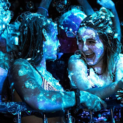 Atomic Bubbles: Tekno Bubbles 64oz Smart Pouch Refill - Blue - UV Blacklight Glow Bubbles, Glow Parties, Indoor & Outdoor, Safe for Kids, Non-Toxic