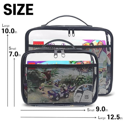 holay 4 Packs PVC Zippered Blocks Set, Toy, Clay, Board game Storage Organizer Case (Name Tag, Manual Pocket) (Black, Small)