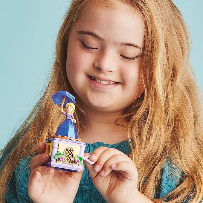 LEGO Disney Princess Twirling Rapunzel 43214 Building Toy with Diamond Dress Mini-Doll and Pascal The Chameleon Figure, Wind Up Toy Rapunzel, Disney Collectible Toy for Girls & Boys Age 5+ Years Old
