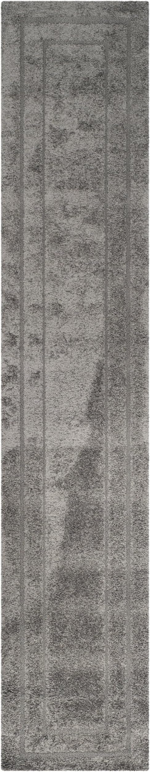 SAFAVIEH Florida Shag Collection Runner Rug - 2'3" x 13', Grey & Grey, Border Design, Non-Shedding & Easy Care, 1.2-inch Thick Ideal for High Traffic Areas in Living Room, Bedroom (SG454-8080)
