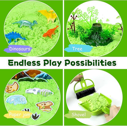 Hymaz Dinosaurs Sensory Bin , 47 pcs Dinosaurs Park Set Sensory Bins for Kids 2-4 5-7, Kids Play Sand for Sandbox Toys, Sandbox with lid, Kid Sensory Sand kit Birthday Gift for Toddler Age 3-8