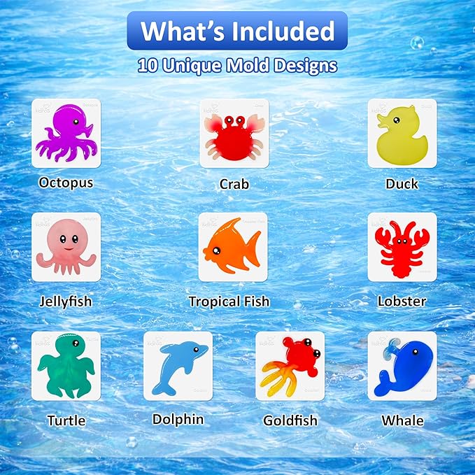 Kiditos Magic Water Elf Powder Refill 5 Packs+Sea Creatures Mold Set