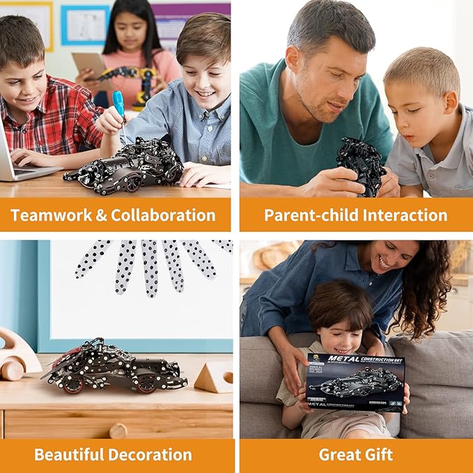 Erector Sets for Boys Age 8 9 10 11 12-16 and Older, 332 Pcs Batman Model Car Building Set for Kids Ages 8-12 Year and Up Metal STEM Educational Toy for Kids Boys Girls or Adults