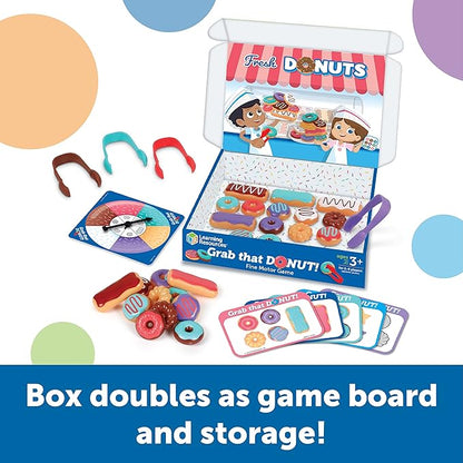 Learning Resources Grab That Donut!, 39 Pieces, Ages 3+,Fine Motor Game, Toddler Learning Toys,Toddler Toys, Educational Games for Kids, Preschool Games,Donut Toys