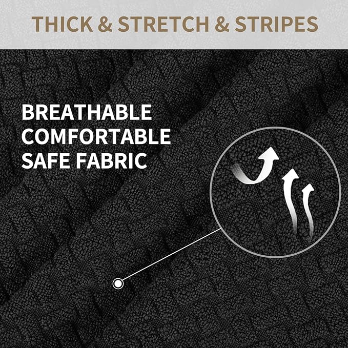 JIVINER 4-Piece Recliner Chair Covers Stretch Jacquard Covers for Recliner Chair Recliner Slipcovers for Living Room Soft Recliner Protector with Pocket (Recliner, Black)