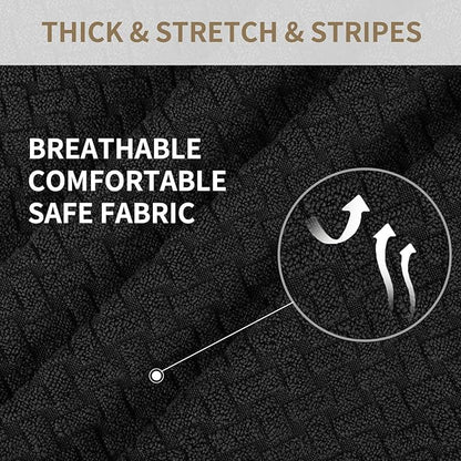 JIVINER 4-Piece Recliner Chair Covers Stretch Jacquard Covers for Recliner Chair Recliner Slipcovers for Living Room Soft Recliner Protector with Pocket (Recliner, Black)