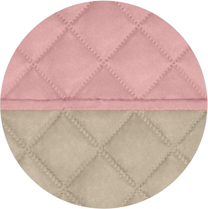 PureFit Reversible Quilted Sofa Cover, Water Resistant Slipcover Furniture Protector, Washable Couch Cover with Non Slip Foam and Elastic Straps for Kids, Dogs, Pets (Small, Pink/Beige)