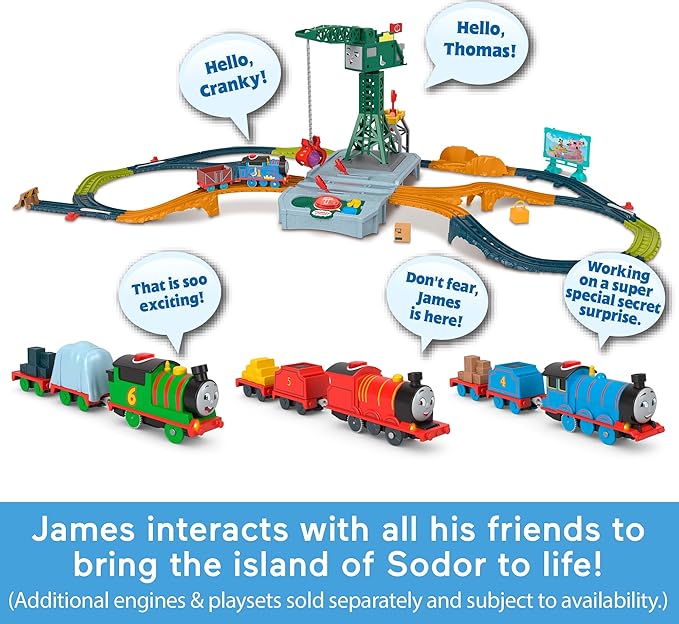 Thomas & Friends Motorized Toy Train Talking James Battery-Powered Engine with Sounds & Phrases for Pretend Play Preschool Kids Ages 3+ Years