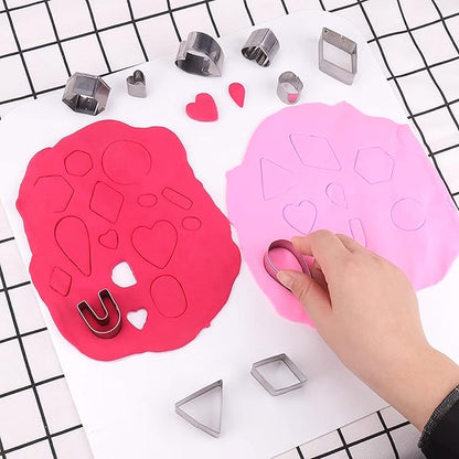 60 Pcs Clay Tools Set,Polymer Clay Earring Making Kit, 51 Shapes Stainless Steel Clay Cutters with 8 Circle Shape Cutters 1 Clay Letter Stamp Jewelry Making Sculpting Clay (60Pcs)