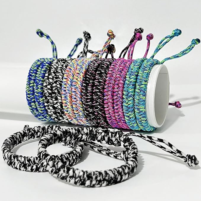 12 pcs Braided Friendship Bracelets for Teen Girls Woven Paracord Bracelets Set Valentines Exchange Gifts Easter Basket Fillers for Teen Teenager Birthday Christmas Party Favors