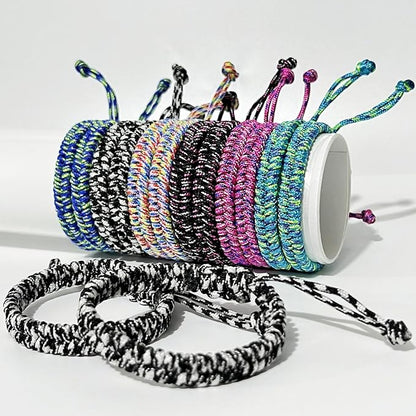 12 pcs Braided Friendship Bracelets for Teen Girls Woven Paracord Bracelets Set Valentines Exchange Gifts Easter Basket Fillers for Teen Teenager Birthday Christmas Party Favors