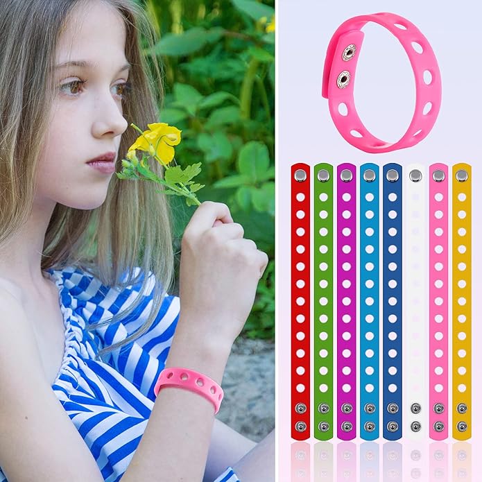 MTLEE 12 Pieces Silicone Wristbands Adjustable Rubber Bracelets Colorful Cute Charm Bracelets with Holes for Shoe Charm Boys Girls Birthday Party Award