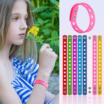 MTLEE 12 Pieces Silicone Wristbands Adjustable Rubber Bracelets Colorful Cute Charm Bracelets with Holes for Shoe Charm Boys Girls Birthday Party Award