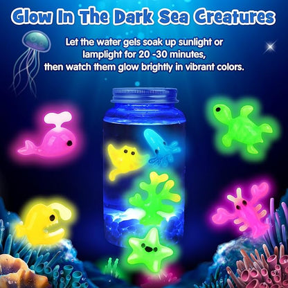 Mocoosy Magic Water Elf Toy Kit for Kids, Glow in the Dark Aqua Fairy Water Gel Kit with 20 Gel & 16 Molds, Make Your Own Squishies, Squishy Maker Water Pets, DIY Art Crafts, Boys Girls Easter Gifts