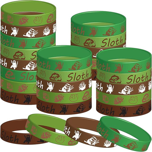 48 Pcs Sloth Animal Party Favors Rubber Bracelets Silicone Wristbands,Sloth Baby Shower Birthday Party Favors Supplies Decorations