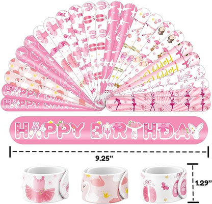 48PCS Ballerina Party Favors - 24PCS Tattoos & 24PCS Slap Bracelets - Birthday Party Supplies, Gifts, Classroom Prizes, Carnival Rewards, Christmas Decorations for Girls & Boys
