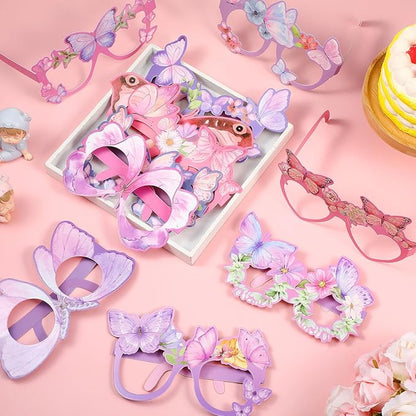 36 Pcs Butterfly Party Favors Spring Butterfly Party Decoration Butterfly Paper Eyeglasses Spring Butterfly Party Photo Props for Spring Holiday Birthday Party Supplies