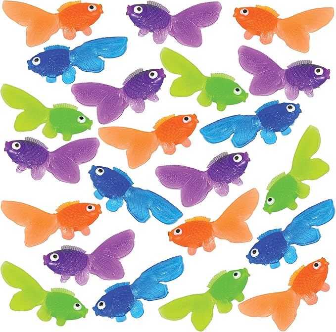 Plastic Vinyl Goldfish - 720pcs, 2 Inches Long Gold Fish Toys in Assorted Colors for Party Favors, Carnival Kids Prizes, Decorations, Crafts, Games and Birthday Party Supplies, Stocking Stuffers