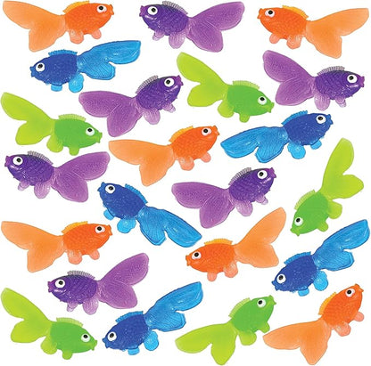 Plastic Vinyl Goldfish - 720pcs, 2 Inches Long Gold Fish Toys in Assorted Colors for Party Favors, Carnival Kids Prizes, Decorations, Crafts, Games and Birthday Party Supplies, Stocking Stuffers