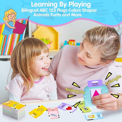 QuTZ ABC Learning Flash Cards for Toddlers 2-4 Bilingual Spanish English, Autism Toys, Speech Therapy Toys, Educational Learning Talking Sight Words Flash Cards for Boys and Girls, 275 Sight Words