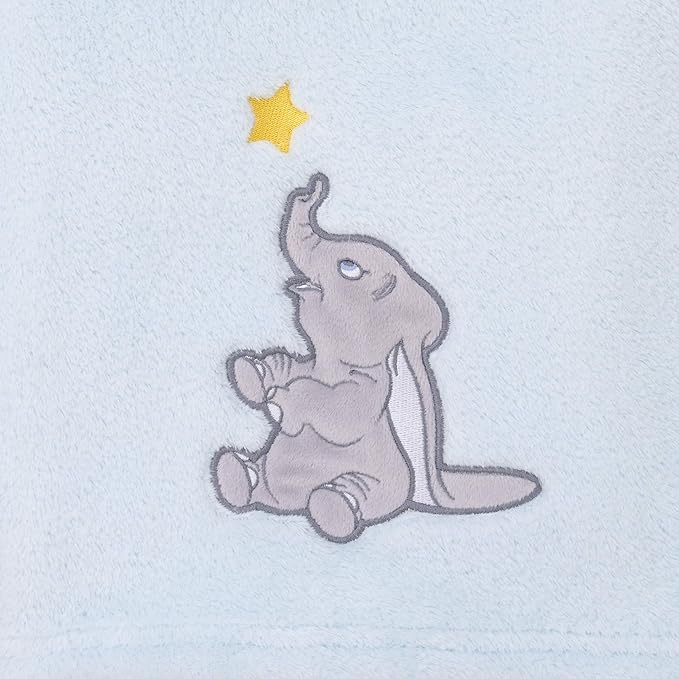 Disney Dumbo - Shine Bright Little Star Aqua, Grey & Yellow Super Soft Baby Blanket with Applique, Aqua, Grey, Yellow, (4453210P)