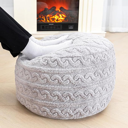 Asuprui Round Pouf Ottoman Stuffed Floor Pouf Foot Stool Floor Chair for Living Room Bedroom Foam Filled Boho Poof Foot Rest for Couch 20 Diameter x 12 Height Inches Light Gray Pouf with Filler
