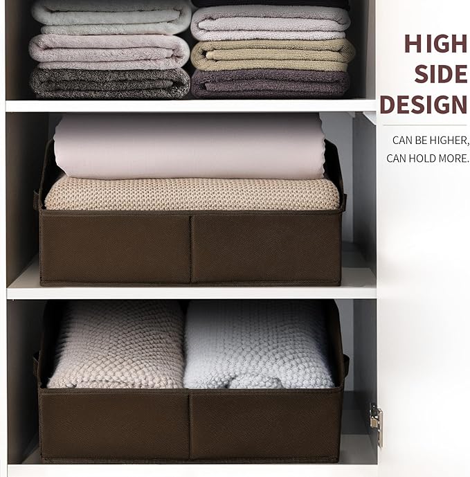 Homsorout Trapezoid Closet Storage Bins - Large Fabric Baskets for Organizing, Storage Baskets for Shelves, Cube Organizer Bins for Home, Closet, Dorm, 6 Pack, Brown