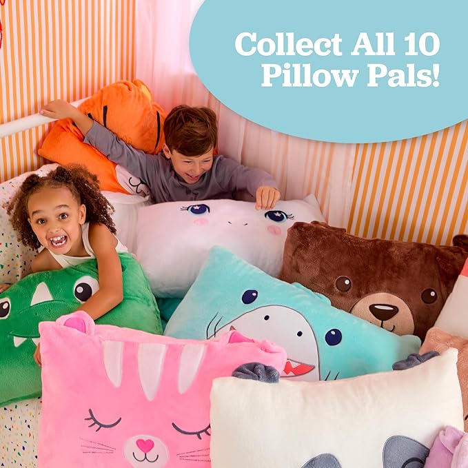 Saint Eve Kids Pillow Pals - Cute & Super Soft Animal Friends Decorative Fluffy Pillow Covers for Girls and Boys & Toddlers Beds, Playroom and Nap Time, Sensory Toys for Kids, Strawberry the Cat
