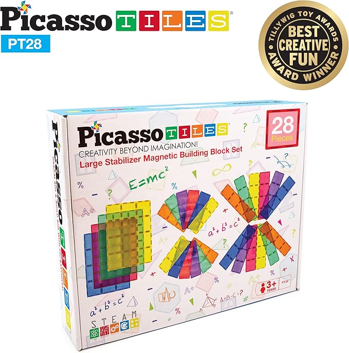 PicassoTiles Large Stabilizer Building Block Base Jumbo XL Plate Foundation Kit Magnetic Building Blocks Magnet Tiles Stacking STEM Toy Set