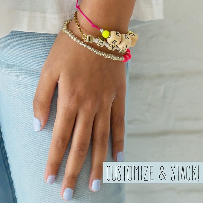 STMT DIY Alphabet Jewelry Set, Design 10 Premium Personalized VSCO Girl Bracelets, Necklaces & Accessories, Bead Kit for Friendship Bracelets, DIY ABC Jewelry, Great for Kids & Teens Ages 8, 9, 10, 11