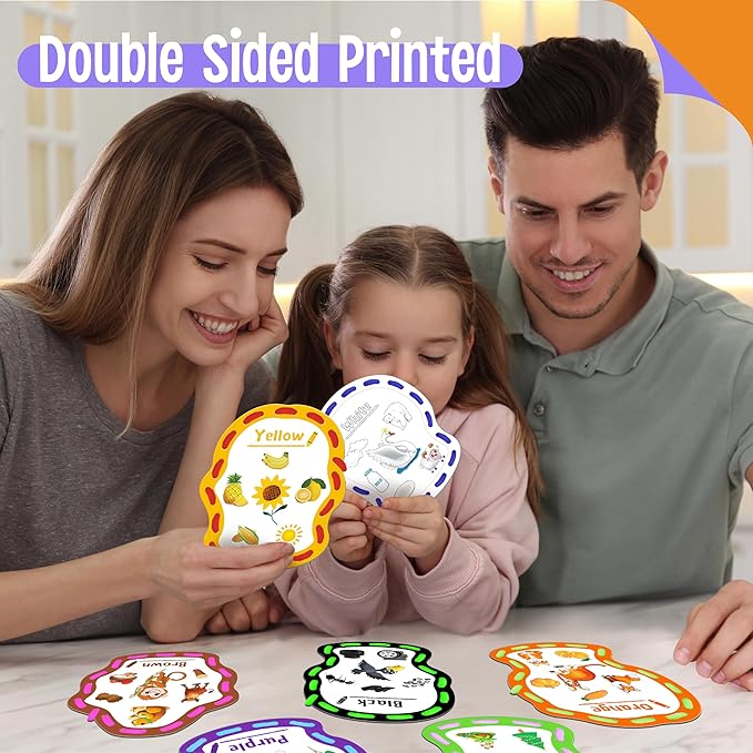 9 Pieces Happy Face Lacing Cards, 9 Double Sided Color Sewing Cards with 9 Colorful Laces, Educational & Learning Activity Games, Imagination Development Lacing Toys for Preschoolers, Kids