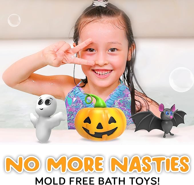 SplashEZ Halloween Baby Bath Toys, Mold Free Bath Toys for Babies & Toddlers, No Hole No Mold Tub, Beach, Pool, BPA-Free, Infant Play Set No Holes 1 3 6 12 18 Months