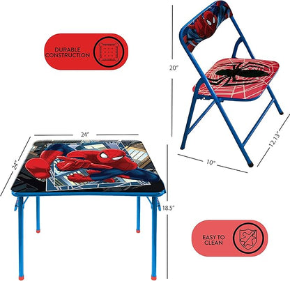 Idea Nuova Marvel Spiderman 3 Piece Children's Activity Square Table and Chair Set, Ages 3+ (NN201039)