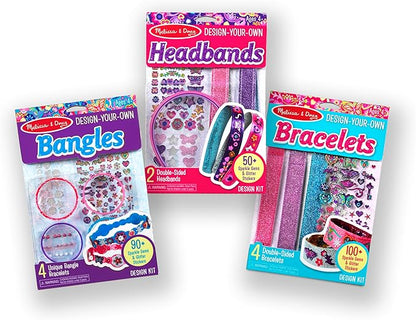 Melissa & Doug Design-Your-Own Jewelry-Making Kits - Bangles, Headbands, and Bracelets - DIY , Decorate With Stickers, Crafting Set For Kids Ages 4+
