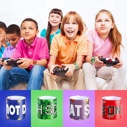 Blulu 40 Pcs Video Game Slap Bracelets Pixelated Party Pixelating Party Wristbands Supplies, Pixelating Snap Bracelets for Kids Gamer Birthday Party Favors (10 Style)