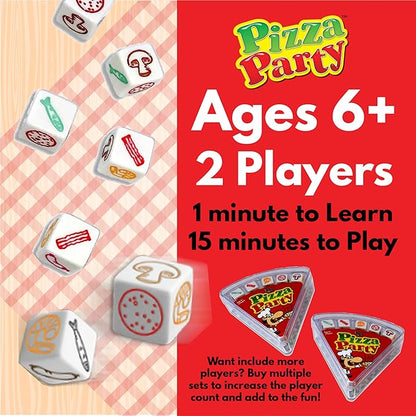 University Games, Pizza Party Dice Game, Dice Game for Kids and Families, Ages 6+ (5 count)