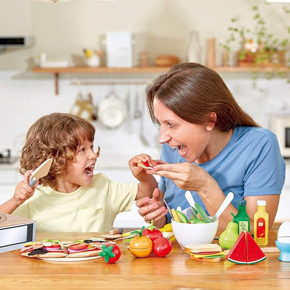 Hape Perfect Pizza Wooden Playset for Kids Kitchen| 2-in-1 Pizza Oven & Delivery Box| 29 PCs Pretend Play for Toddlers Ages 3 Years and Up