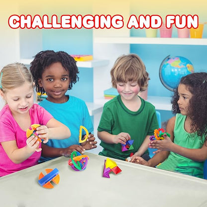 IQ Challenge Set, Fun Puzzle Balls with Free Colorful Instruction Guide by Gamie, Party Games, Fidget Brain Teaser Puzzles, Includes 12 Fun and Challenging Puzzle Balls, Great Educational Toy for Kids