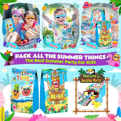 Joycover Pool Party Favors Beach Party Favors 122 PCS Hawaiian Pool Beach Party Decorations, Hawaiian Leis For Luau Party Decorations, Beach Balls, Kids Sunglasses, Pool Party Supplies, Summer Toys…