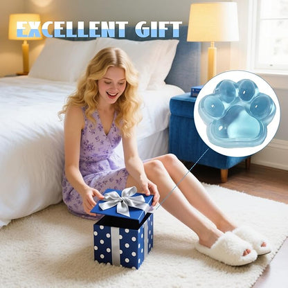 Large Cat Paw Taba Squishy Big Squeeze Toys 5-inch Blue Cute Fufu Squishy Sensory Stress Relief Fidget Toys for Party Favors Sensory Anxiety Toys for Adults (Transparent Blue)