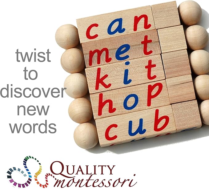 Silent E Reading Blocks - Teach Magic E to Preschoolers - Sight Word Educational Early Reader Wooden Twist Toy