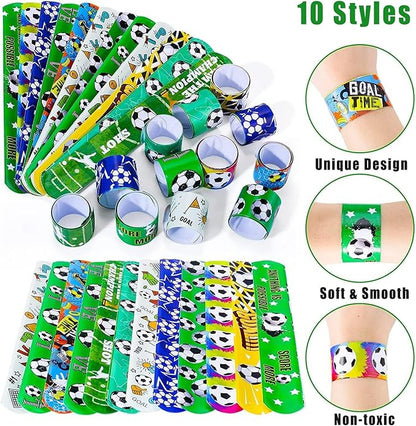 Viicoor Soccer Slap Bracelets 30PCS Snap Bracelet Wrisrtband for Party Favors Basket Bag Filler School Prizes Gifts Party Favors Bulk