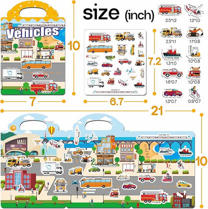 iGetooy 6 Sets Reusable Sticker Book for Toddlers 1-3, Jelly Sticker Books for Toddlers 2-4 Years, Toddler Travel Toys for Kids 2 3 4 Year Old Girls Boys