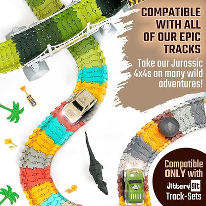 JITTERYGIT Replacement Cars for Tracks - Extra Race Car Accessories for Dinosaur Race Track & Train Toy Gift - Compatible with Most Tracks for Kids Boys and Girls (2 Jeeps Pack)