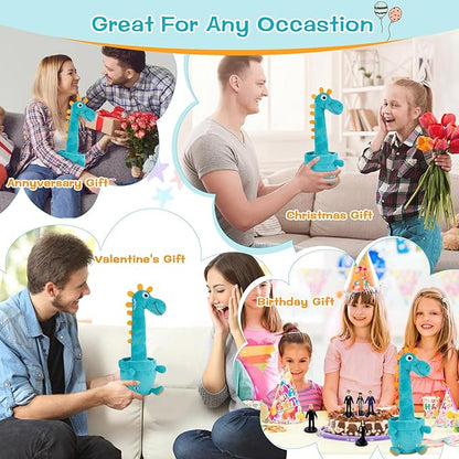 Dancing Talking Giraffe Toy, Stuffed Animal Baby Toy Repeating What You Say, Glowing Musical Electronic Giraffe Gifts for Toddlers 1-3 Years Old (Dancing Dinosaur)