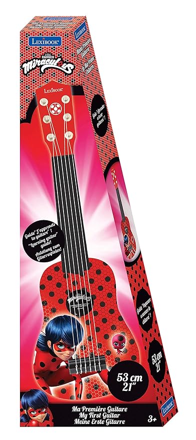 Lexibook Miraculous Ladybug, My First Guitar for Children, 6 Nylon Strings, 21’’ Long, Guide Included, Red/Black, K200MI
