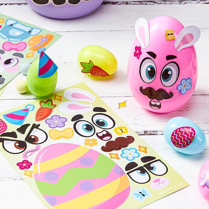 JOYIN 24 PCS Easter Match Make a Face Stickers with Easter Egg Themed Chick Bunny Sheep Egg Pattern, Stickers for Kids, Decorations for Water Bottle, Basket Stuffers, Classroom Gifts